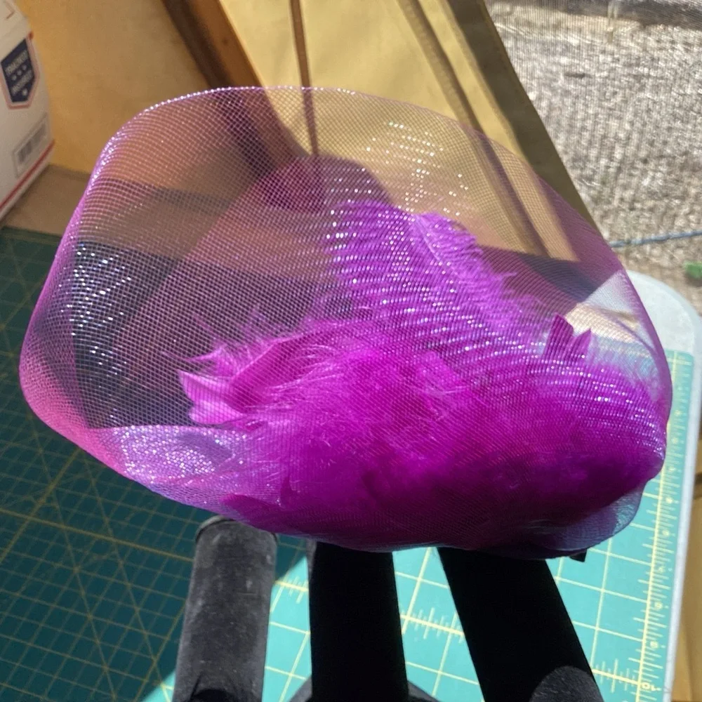 Tiny Victorian Purple Feather Hat Clip On Accessories Costume Steampunk Cosplay